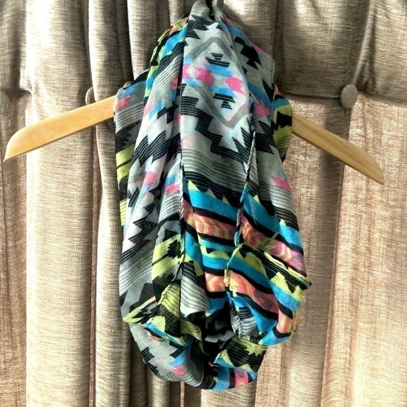 Colorful Aztec Print Infinity Scarf - Picture 1 of 4